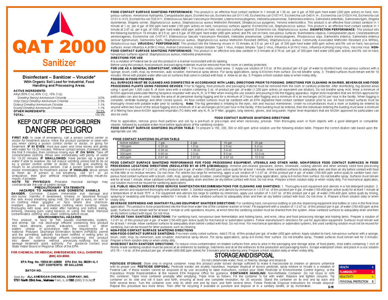 QAT-2000 - Disinfectant Sanitizer (Concentrate)